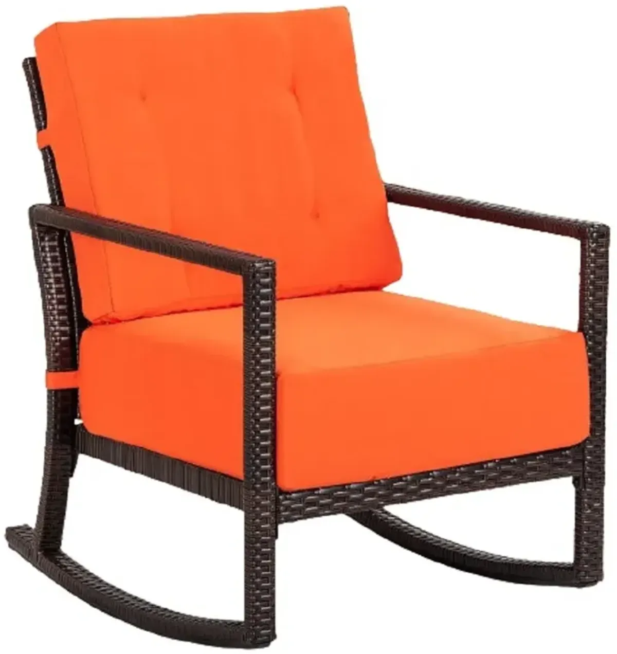 Patio Rattan Rocking Chair Rocker Armchair with Cushions