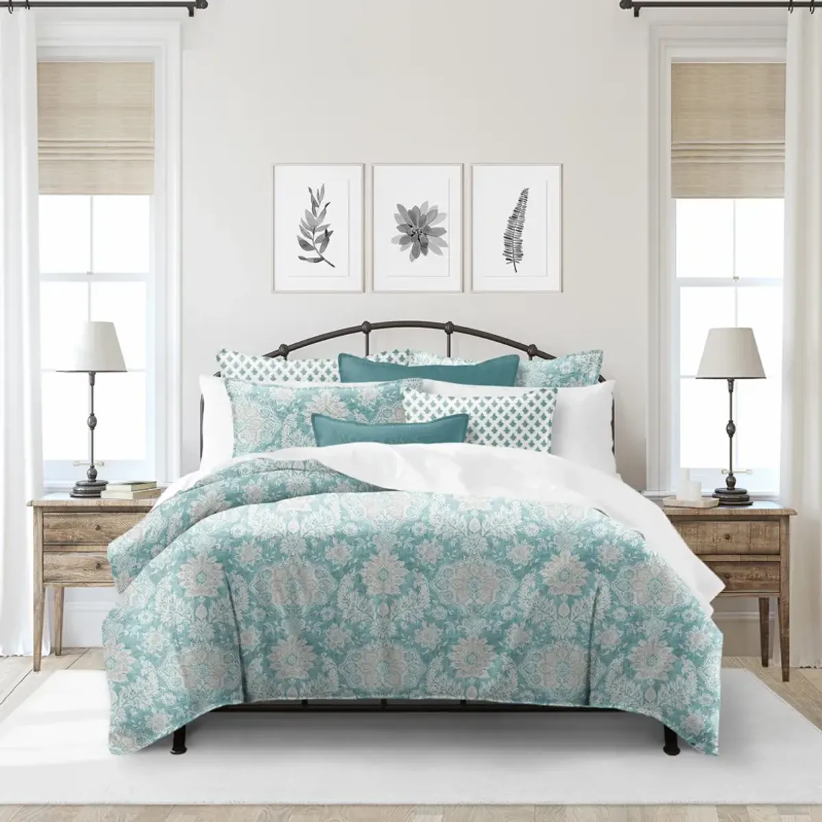 6ix Tailors Fine Linens Osha Aqua/Teal Duvet Cover Set