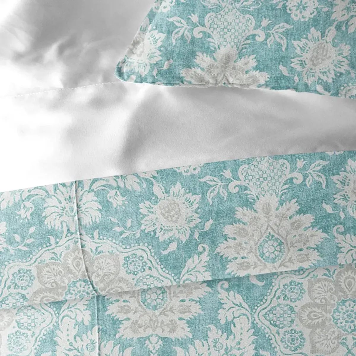 6ix Tailors Fine Linens Osha Aqua/Teal Duvet Cover Set