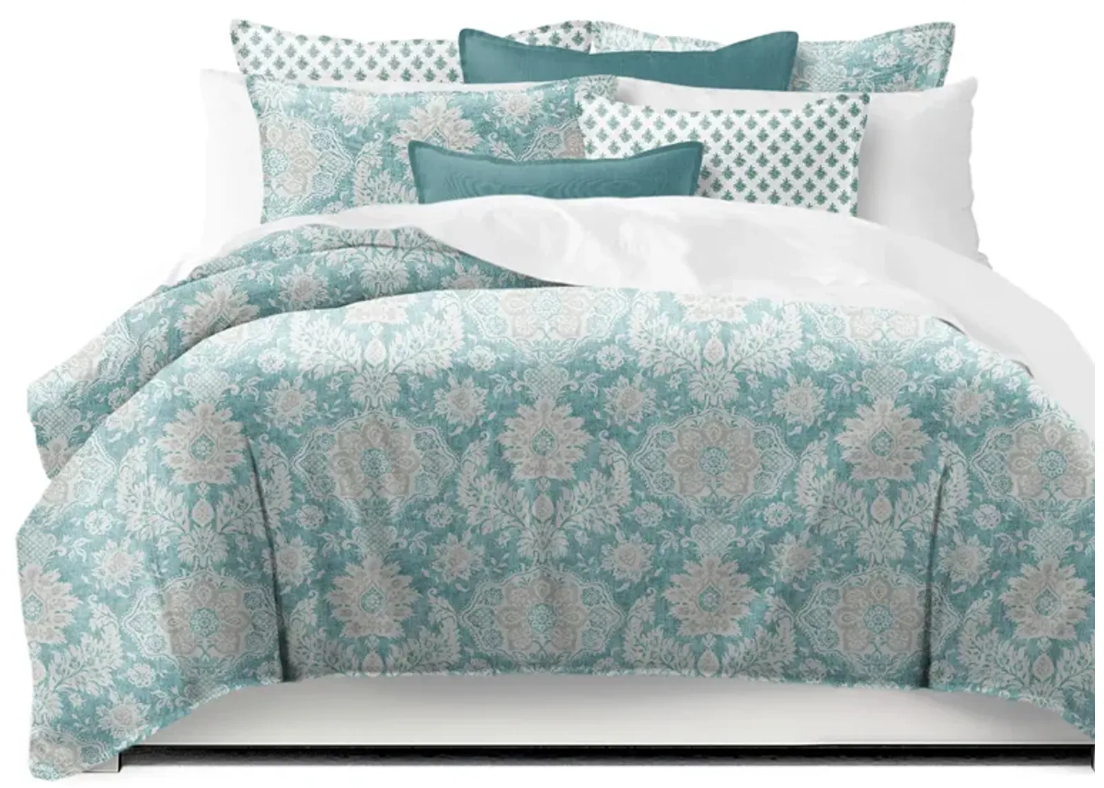 6ix Tailors Fine Linens Osha Aqua/Teal Duvet Cover Set