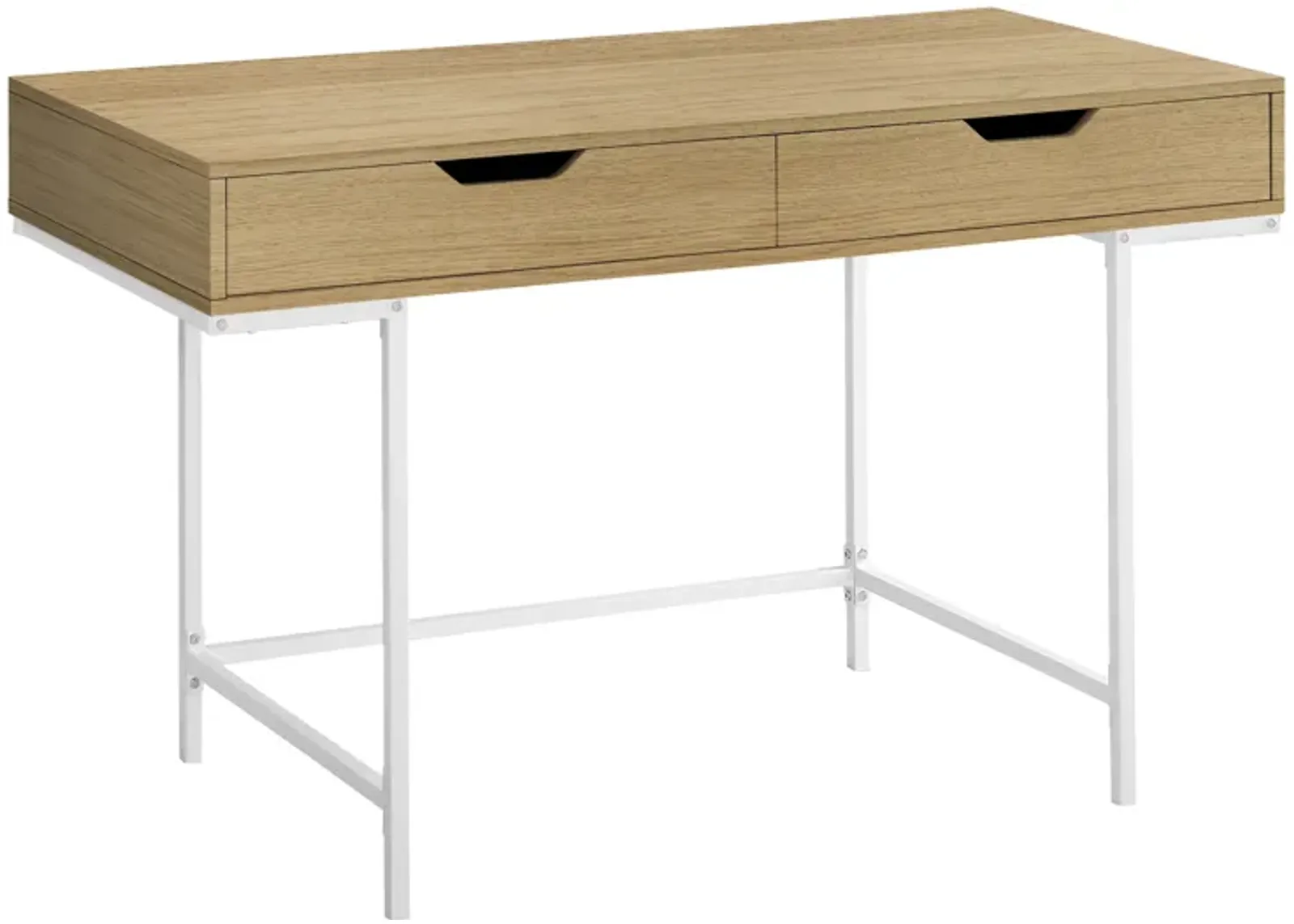 Monarch Specialties I 7569 Computer Desk, Home Office, Laptop, Storage Drawers, 48"L, Work, Metal, Laminate, Natural, White, Contemporary, Modern