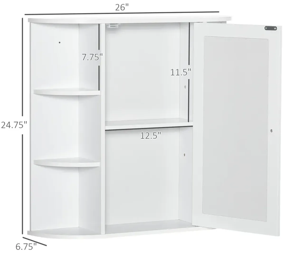 White Bathroom Organizer: Over-Sink Cabinet with Mirrored Door