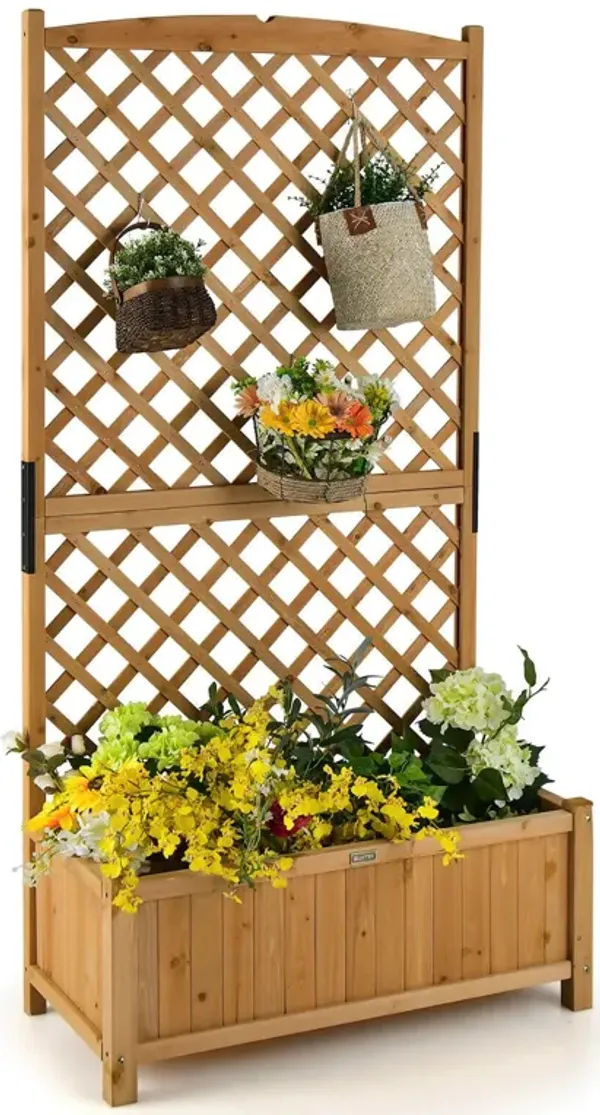 Planter Raised Bed with Trellis for Plant Flower Climbing