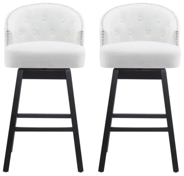 Streamdale Upholstered Counter Stools Set (2), Black and Beige