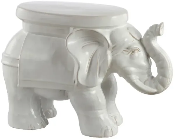 White Elephant Ceramic Garden Stool