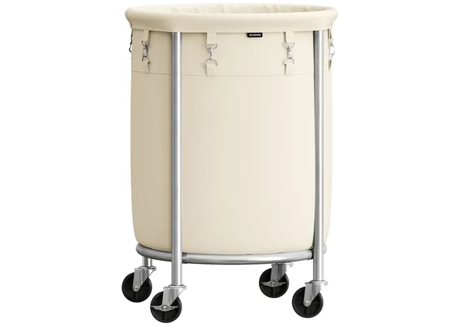 Laundry Basket with Wheels and Removable Bag, Steel Frame, 4 Casters and 2 Brakes