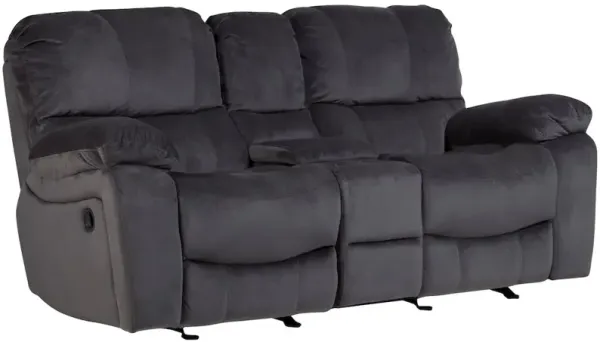 Porter Designs Ramsey Microfiber Reclining Console Loveseat, Gray
