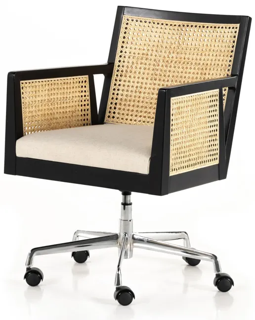 Antonia Cane Arm Desk Chair - Brushed Ebony