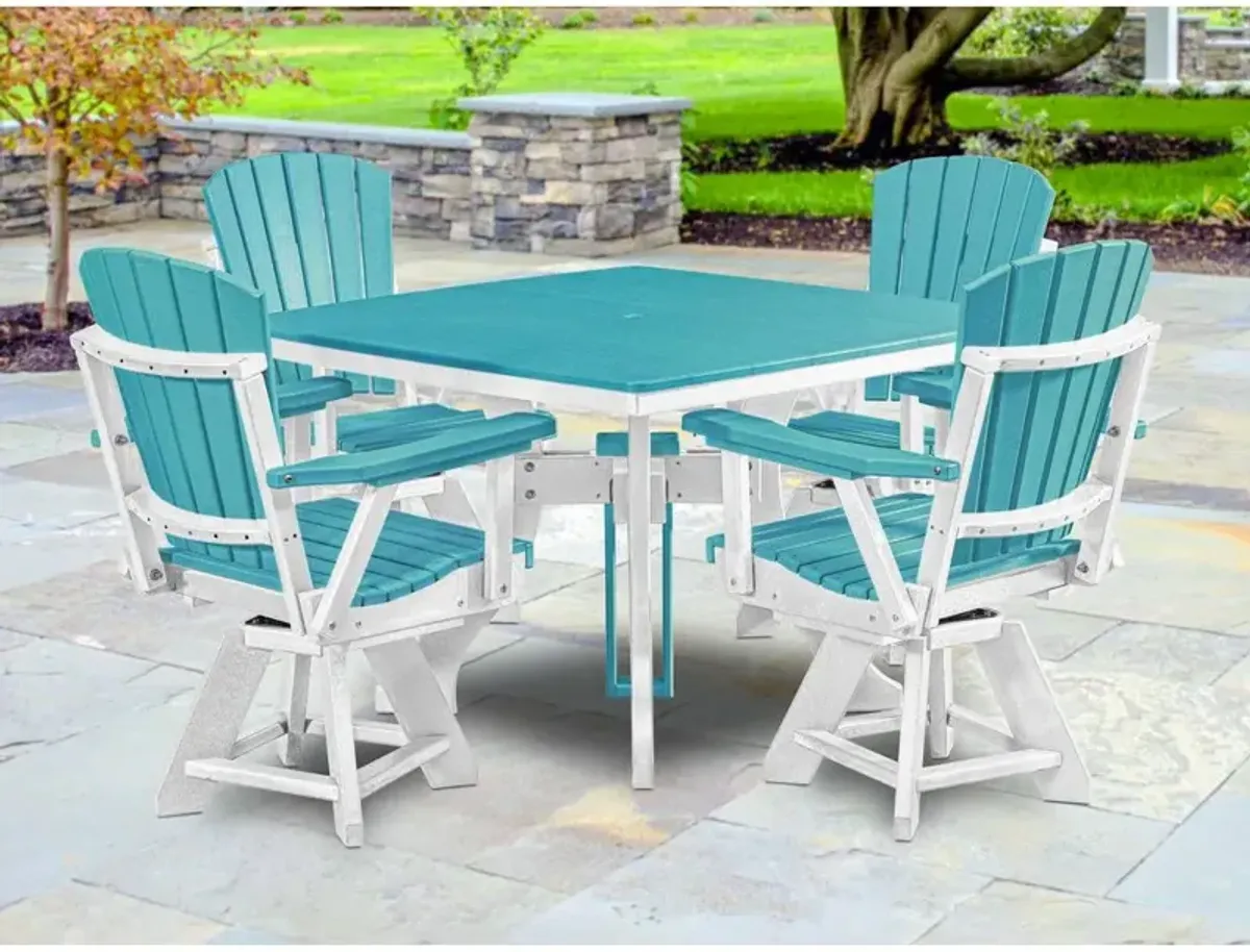 American Furniture Classics Dining Height Square Table in Aruba Blue with a White Base