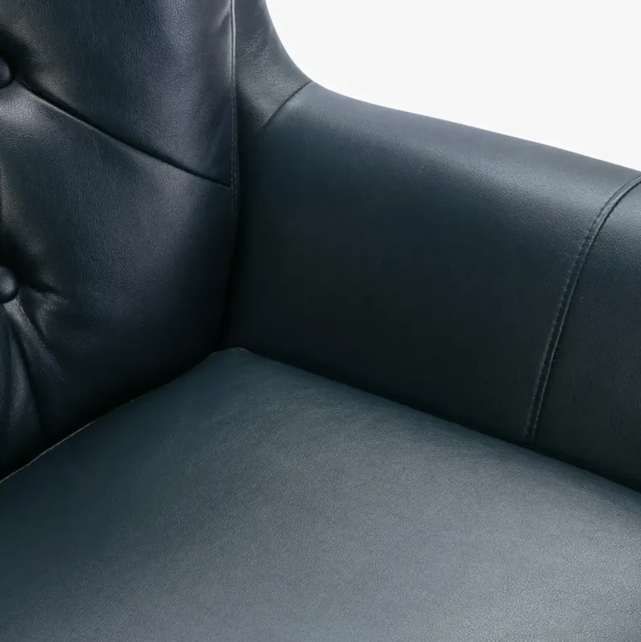 Comfort Pointe Clayton Midnight Blue Tufted Faux Leather Swivel Chair ...