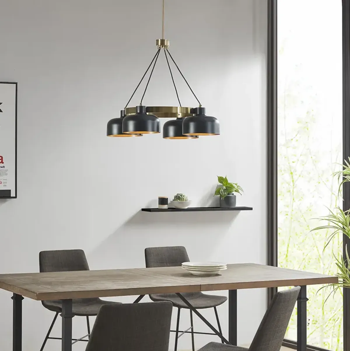 Gracie Mills Cason 4-Light Metal Shade Dimmable Chandelier