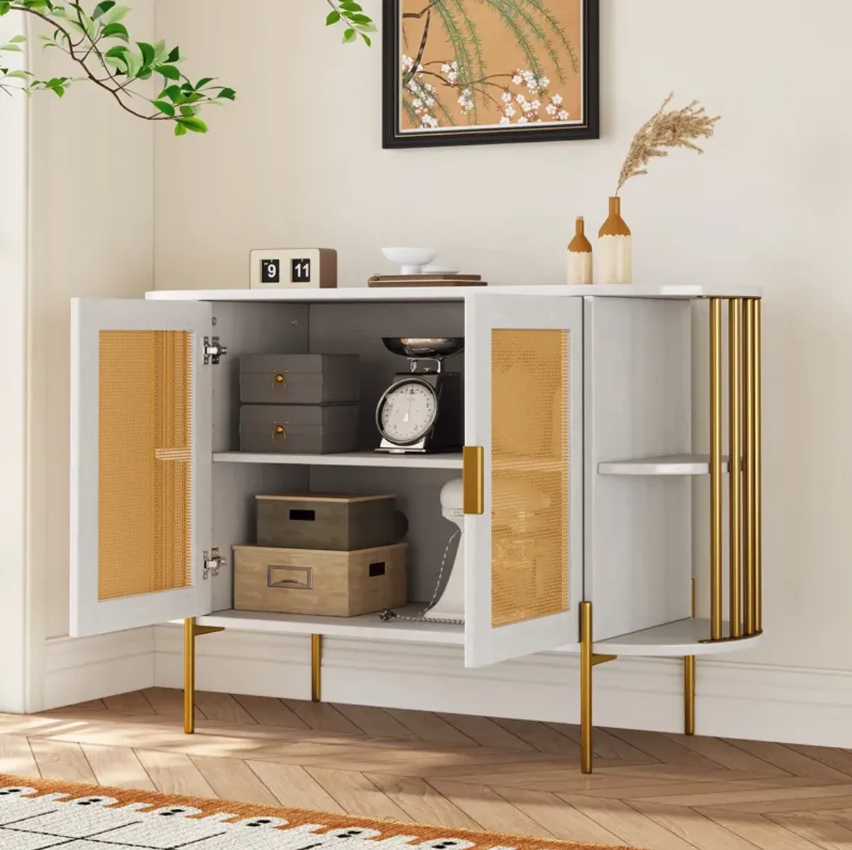 Merax 2-Door Elegant Curved Sideboard Cabinet