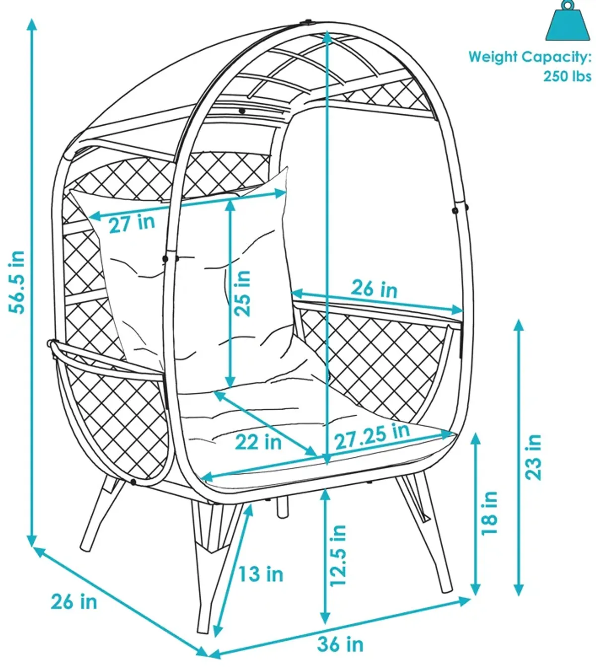 Sunnydaze Shaded Comfort Wicker Outdoor Basket Chair with Cushion