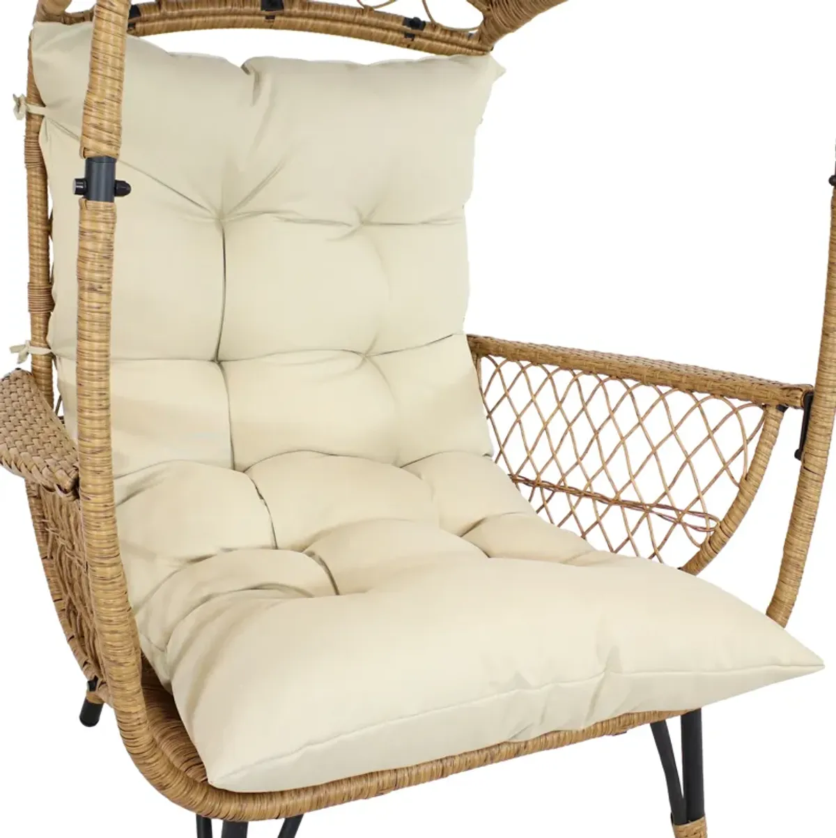 Sunnydaze Shaded Comfort Wicker Outdoor Basket Chair with Cushion