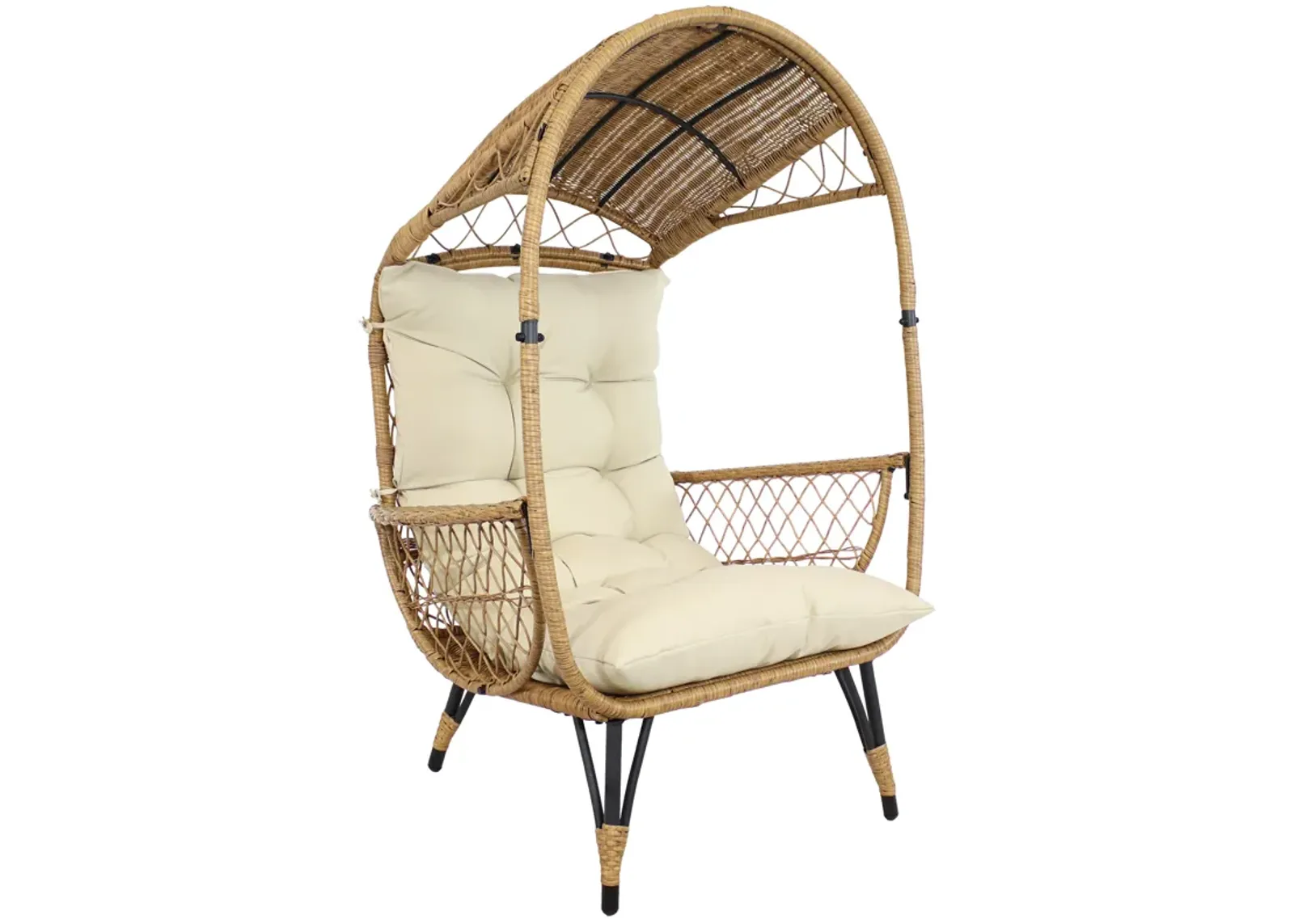 Sunnydaze Shaded Comfort Wicker Outdoor Basket Chair with Cushion