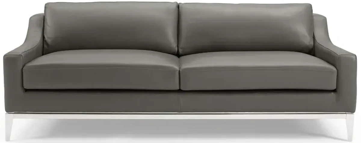 Harness 83.5" Stainless Steel Base Leather Sofa