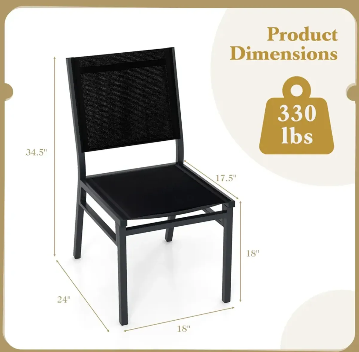 Outdoor Dining Chairs with Breathable Seat and Backrest – Comfortable Patio Seating for Dining