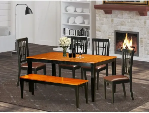 6 PC Table set-Dining Table and 4 Dining Chairs plus a bench