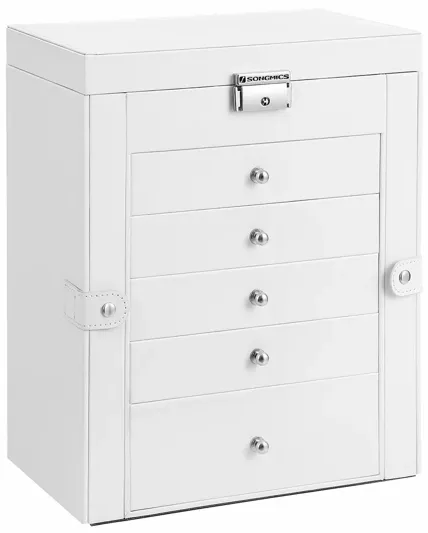 6-Tier Large Jewelry Box with Drawers, Mirror & Lock - Organizer for All Jewelry Types