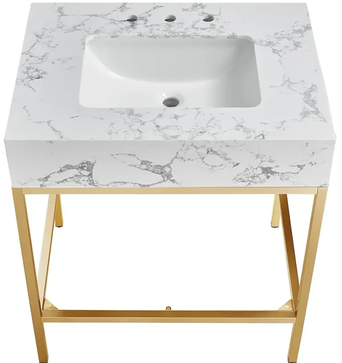Meridian Furniture Marmo White Engineered Marble Bathroom Vanity