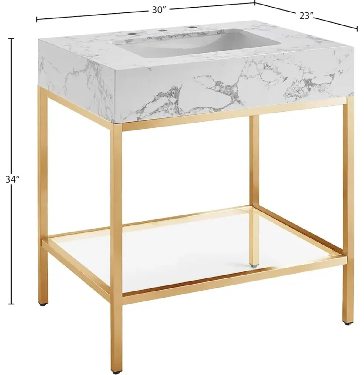 Meridian Furniture Marmo White Engineered Marble Bathroom Vanity
