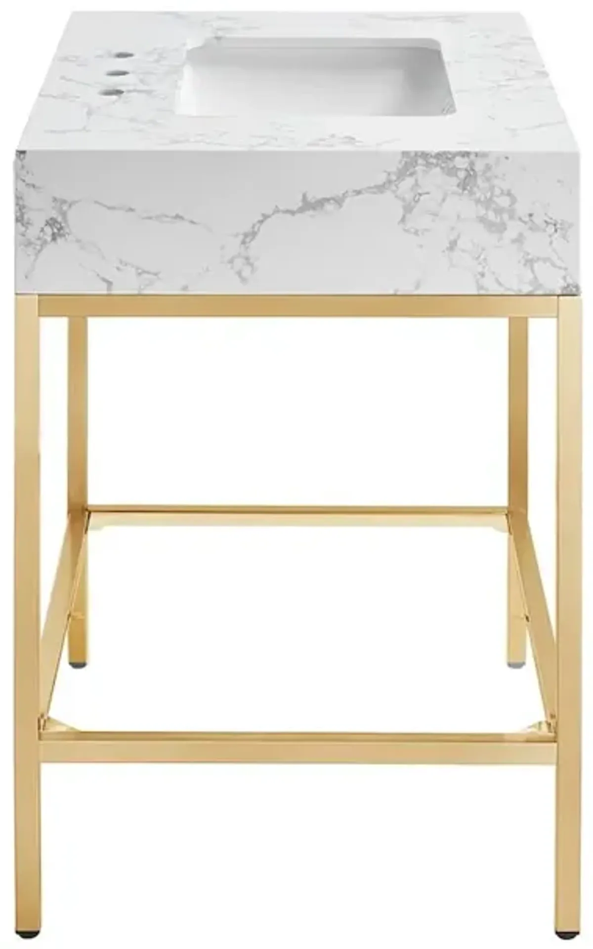 Meridian Furniture Marmo White Engineered Marble Bathroom Vanity