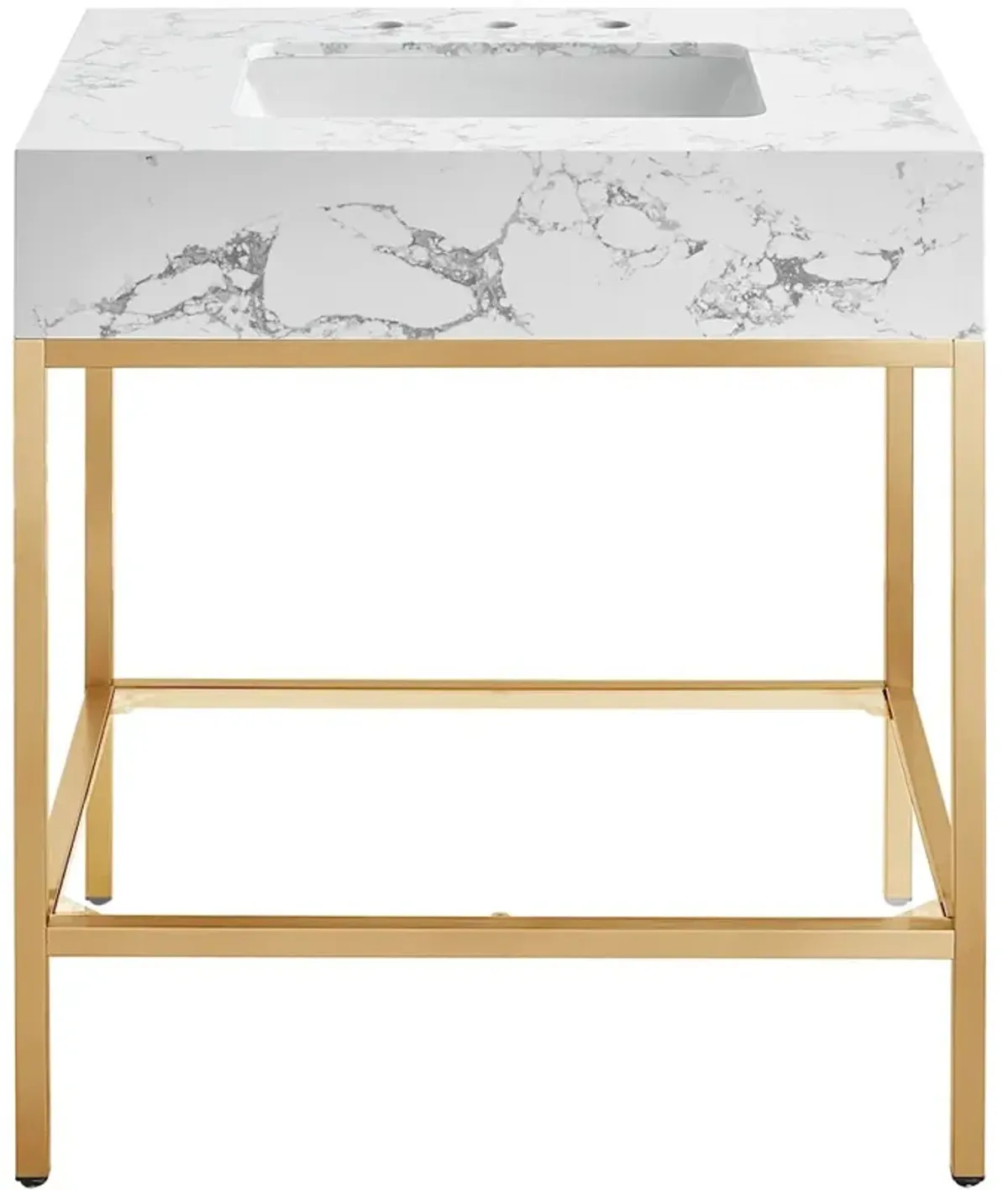 Meridian Furniture Marmo White Engineered Marble Bathroom Vanity