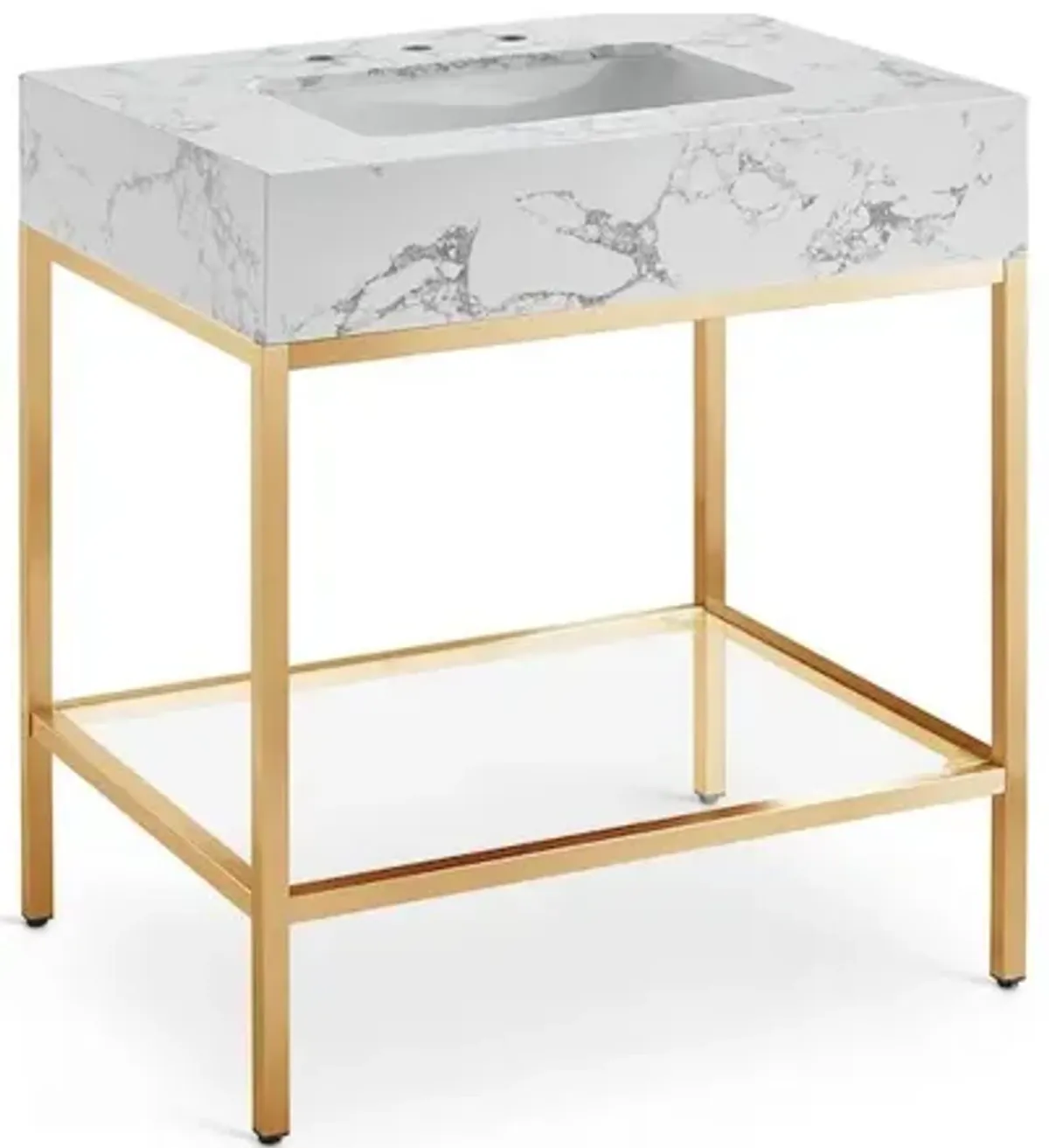 Meridian Furniture Marmo White Engineered Marble Bathroom Vanity