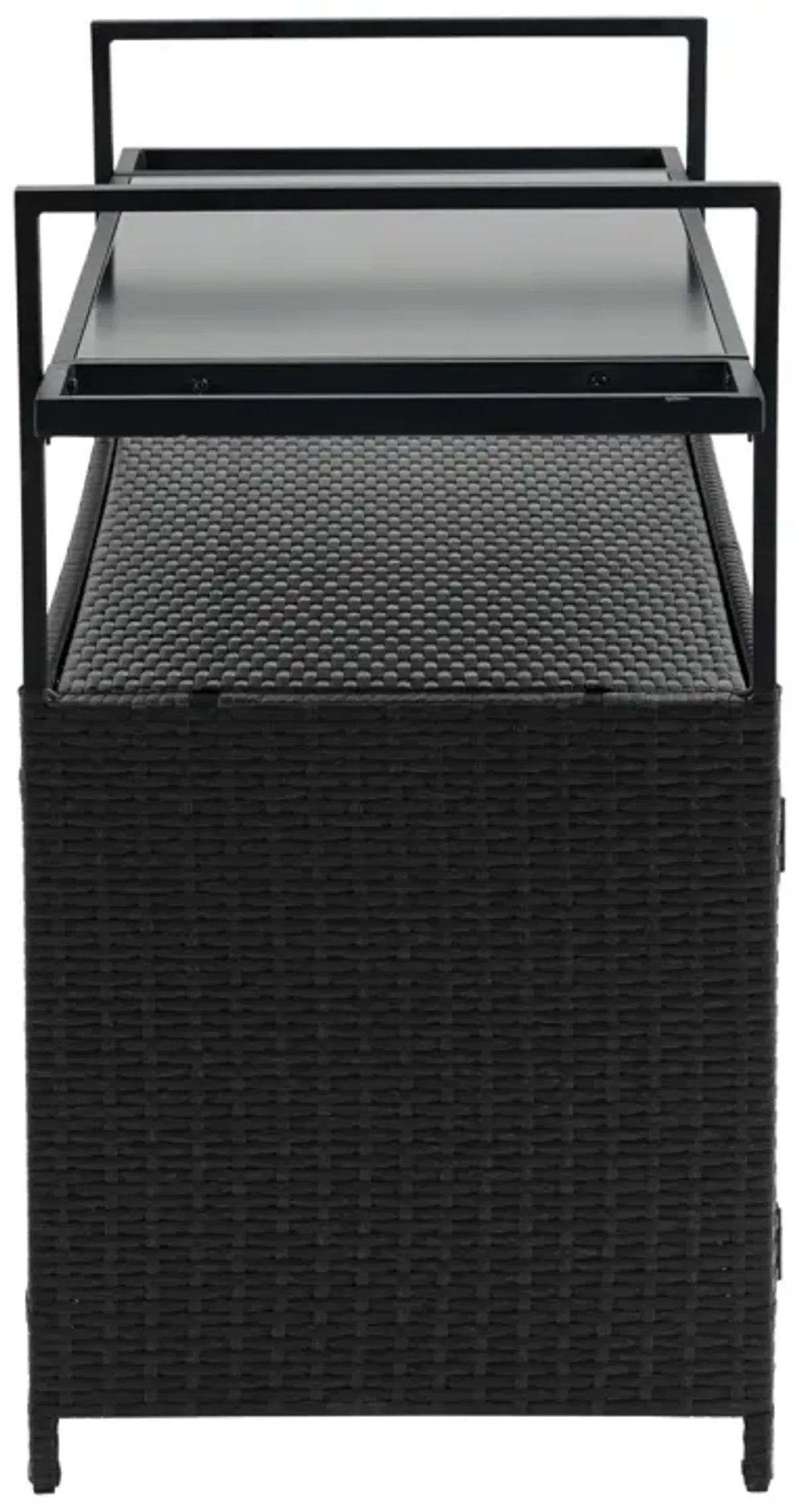 Wicker Bar Cart with Wheels, Glass Top