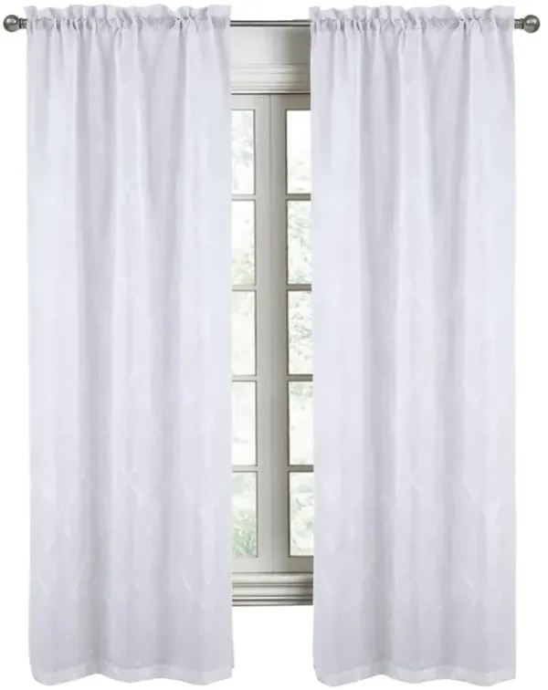 RT Designers Collection Pearl Emb Metallic Doily Rod Pocket Room Darkening Window Curtains for Bedroom 54" x 95" White