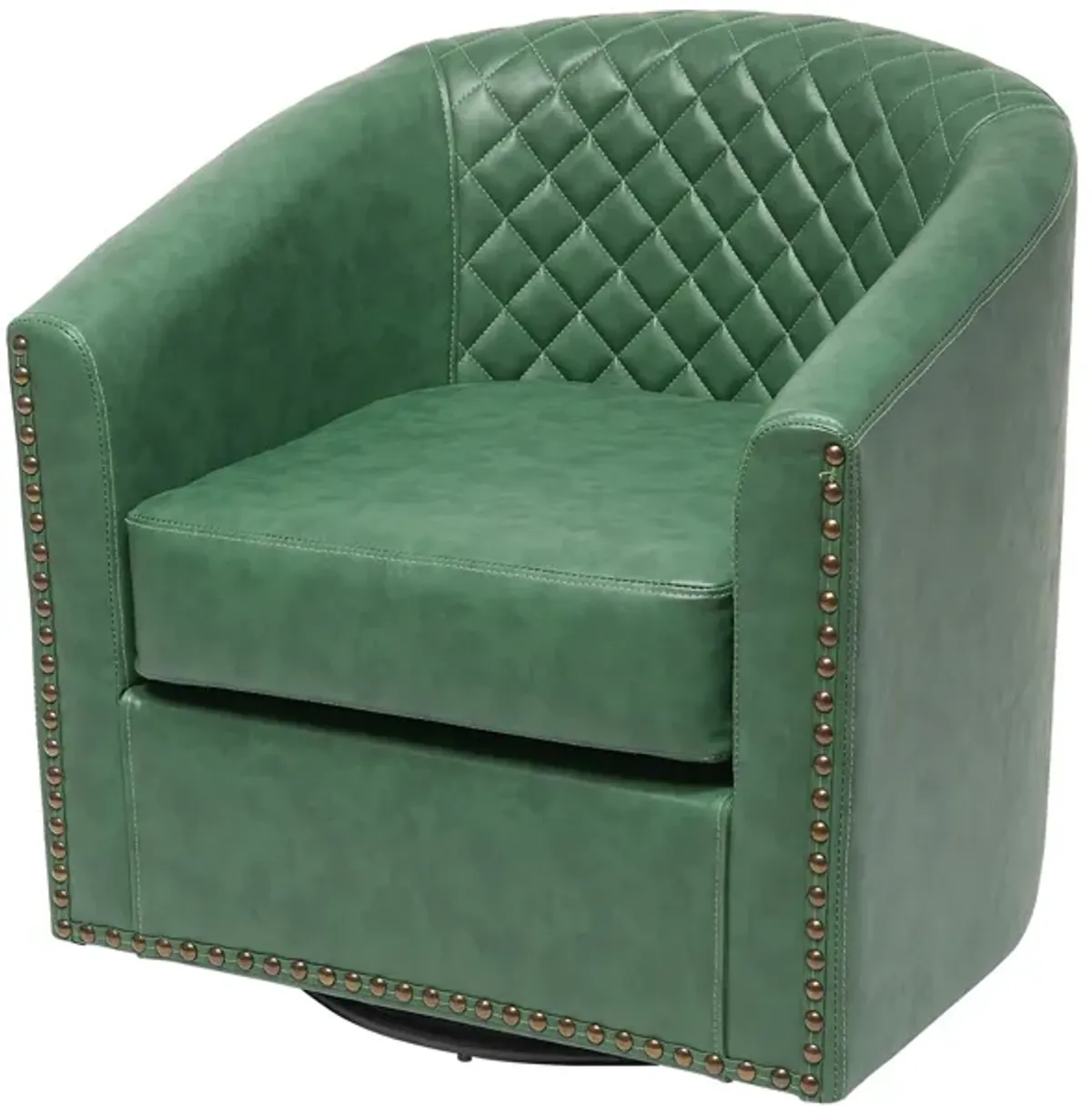 29" Wide Tufted PU Leather Swivel Barrel Chair