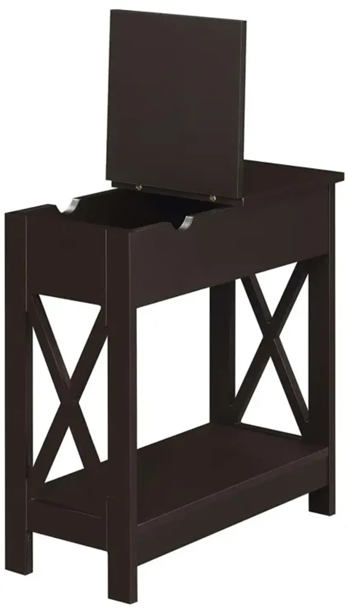 Convenience Concepts Oxford Flip Top End Table with Charging Station Espresso