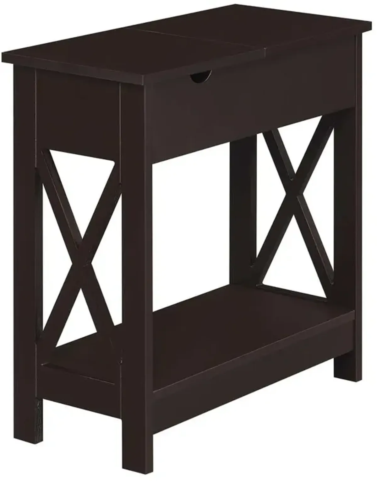 Convenience Concepts Oxford Flip Top End Table with Charging Station Espresso