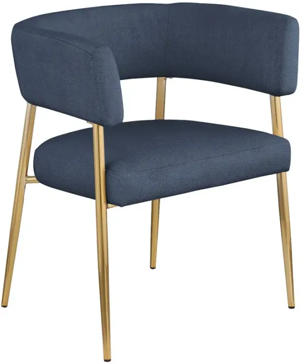 Meridian Furniture Creston Deep Navy Durable Linen Textured Fabric Dining Chair