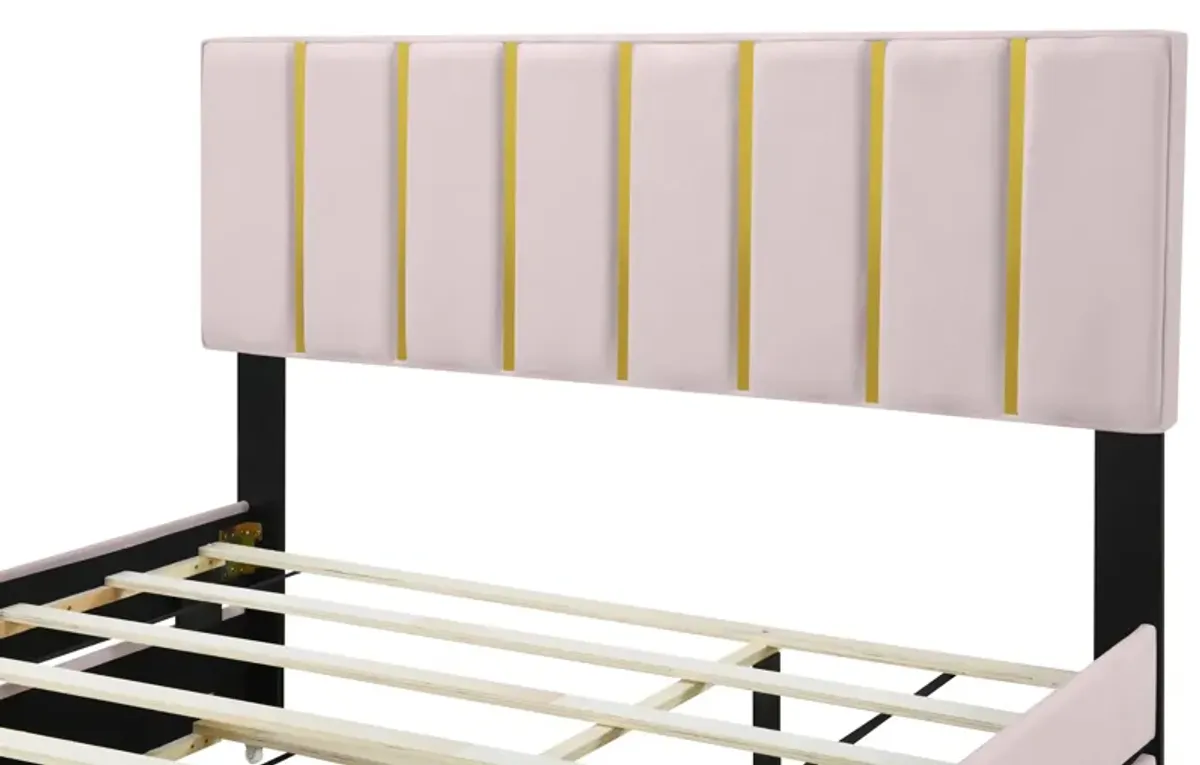 Merax Upholstered Platform Bed with 2 Drawers