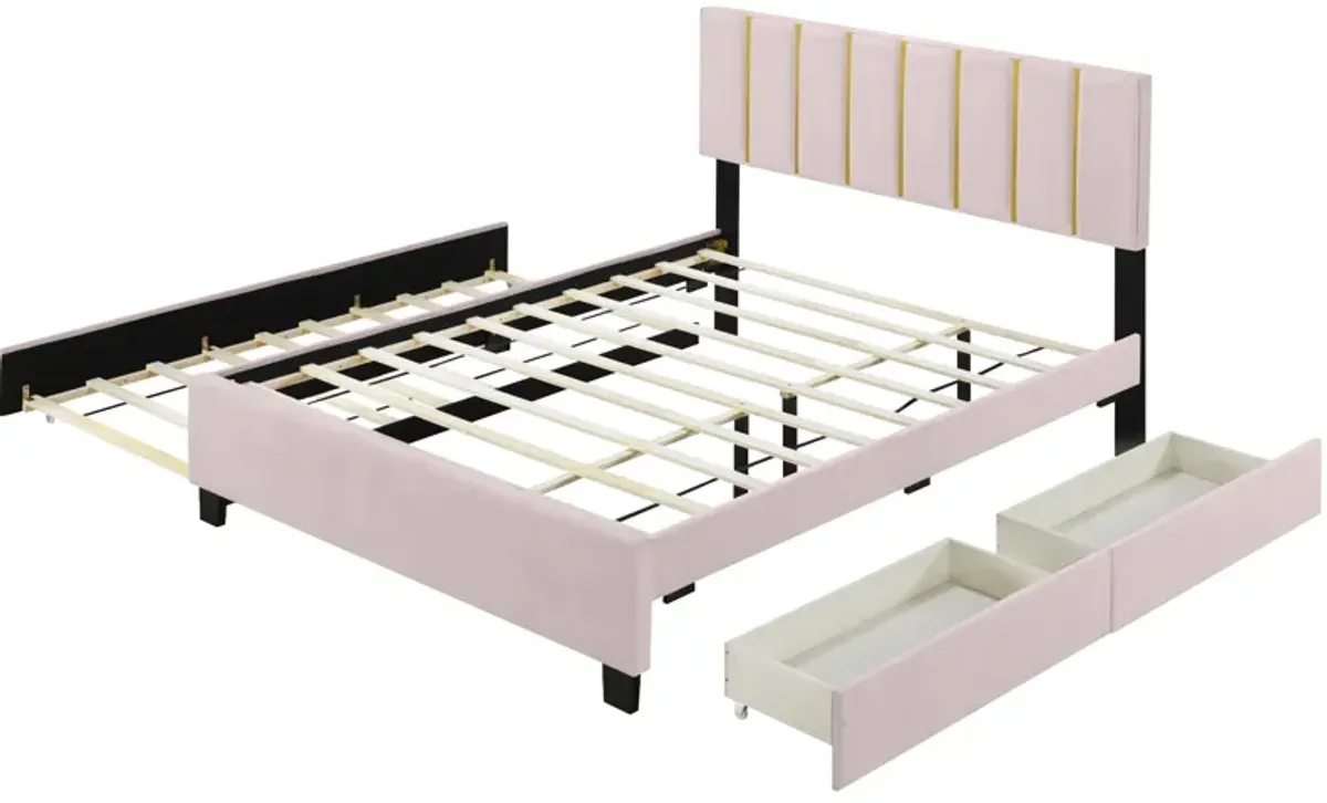 Merax Upholstered Platform Bed with 2 Drawers