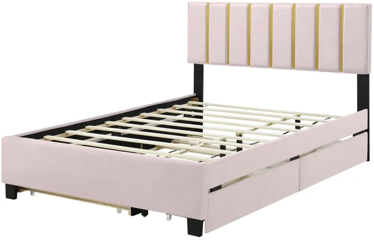 Merax Upholstered Platform Bed with 2 Drawers