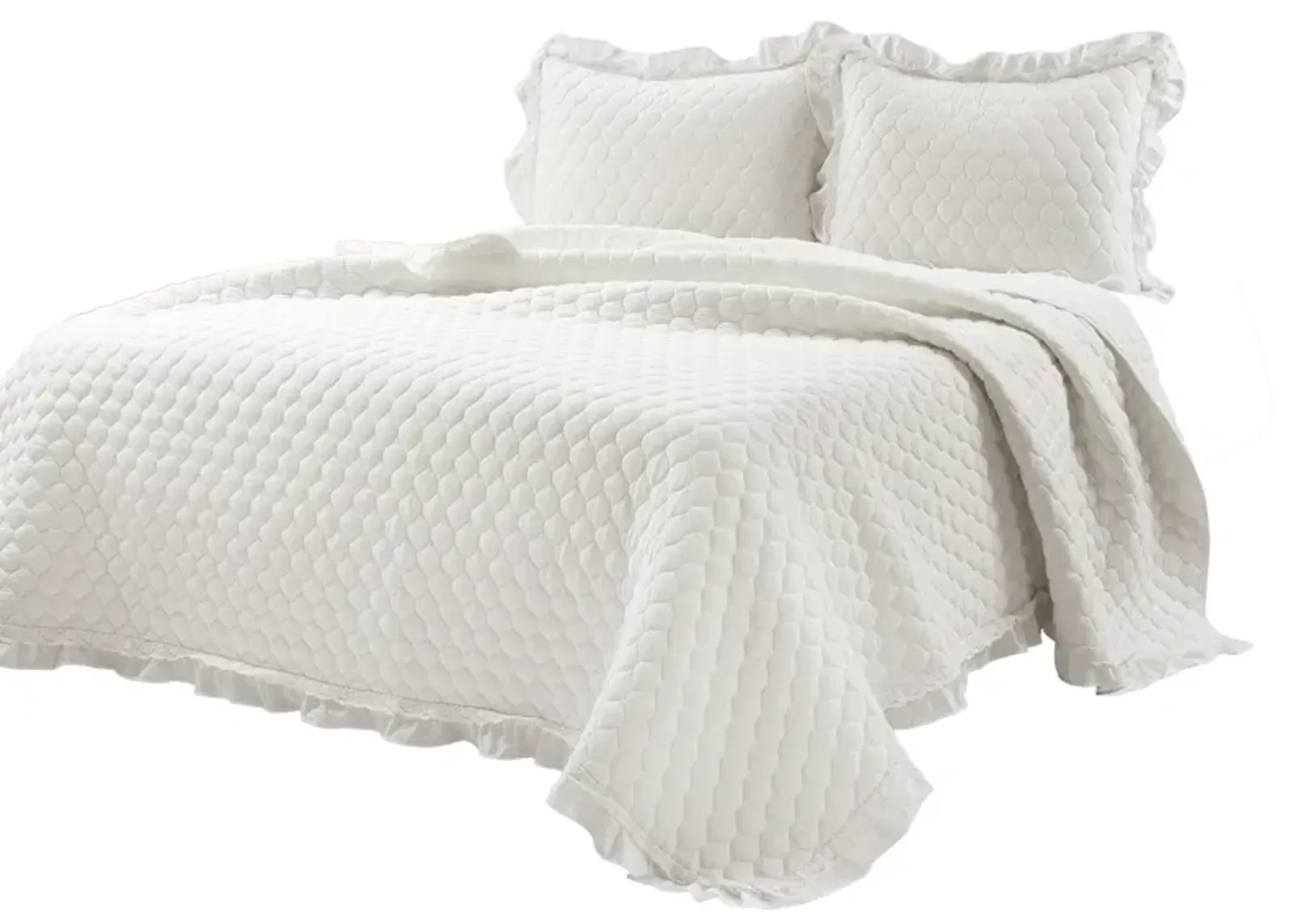 Ella Ruffle Lace Quilt 3Pc Set