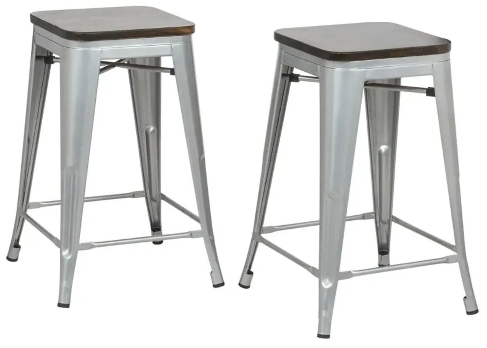 Carolina Living Cormac 24 Square Counter Stool - Set of 2 - Silver/Elm