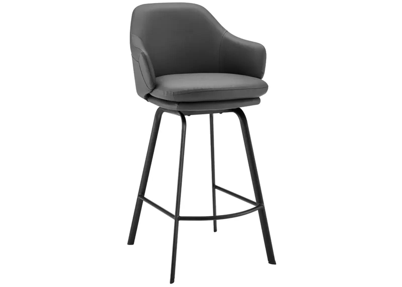 Brigden Gray Faux Leather and Black Metal Swivel  Counter Stool