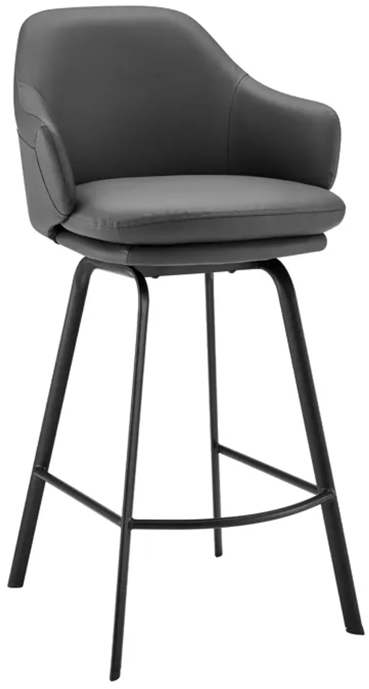 Brigden Gray Faux Leather and Black Metal Swivel  Counter Stool