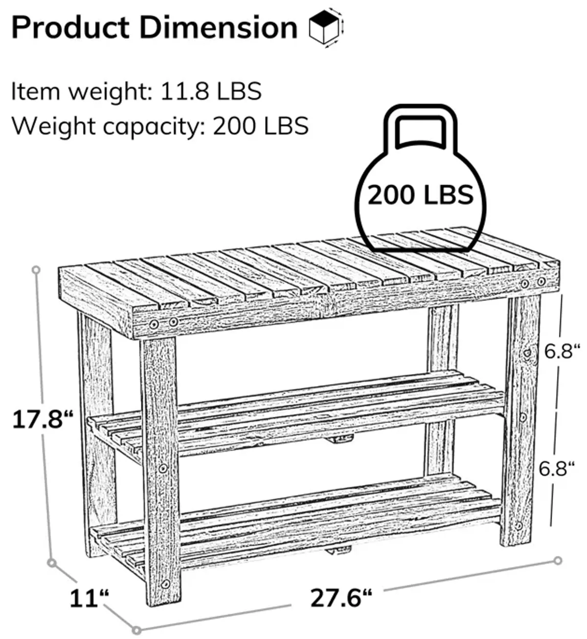 Acacia Wood Shoe Rack Bench Strong Weight Bearing Upto 200 LBS Best Ideas For Entryway Frontdoor Bathroom, Natural Color