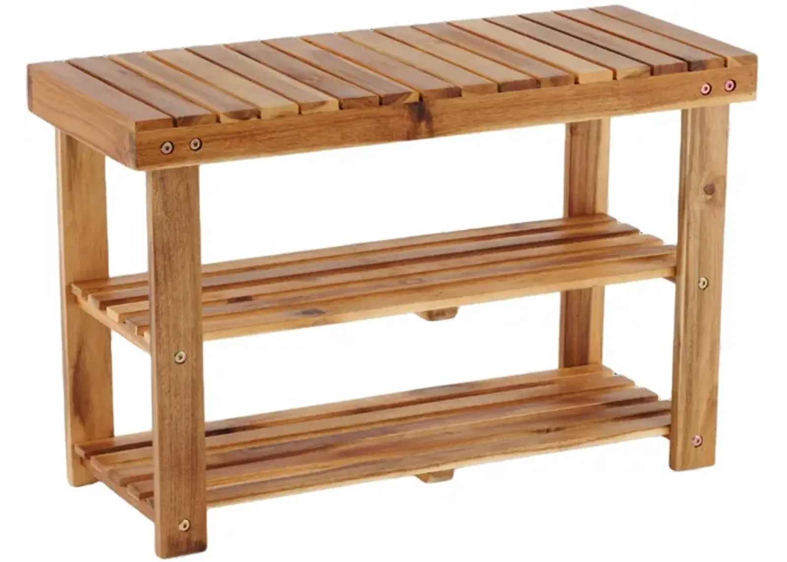 Acacia Wood Shoe Rack Bench Strong Weight Bearing Upto 200 LBS Best Ideas For Entryway Frontdoor Bathroom, Natural Color