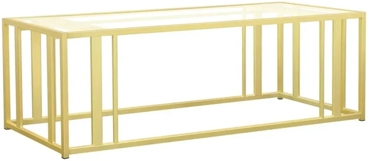 Coaster Co. of America Adri Rectangular Glass Top Coffee Table Matte Brass