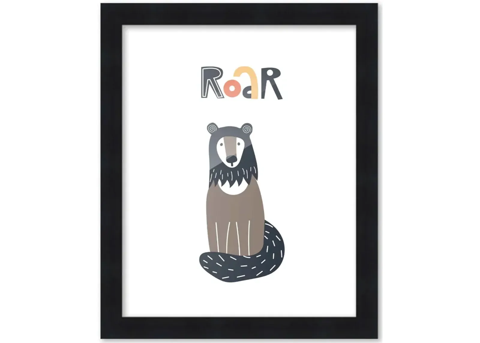 8x10 Framed Nursery Wall Little Explorer Roar Poster in Black Wood Frame For Kid Bedroom or Playroom