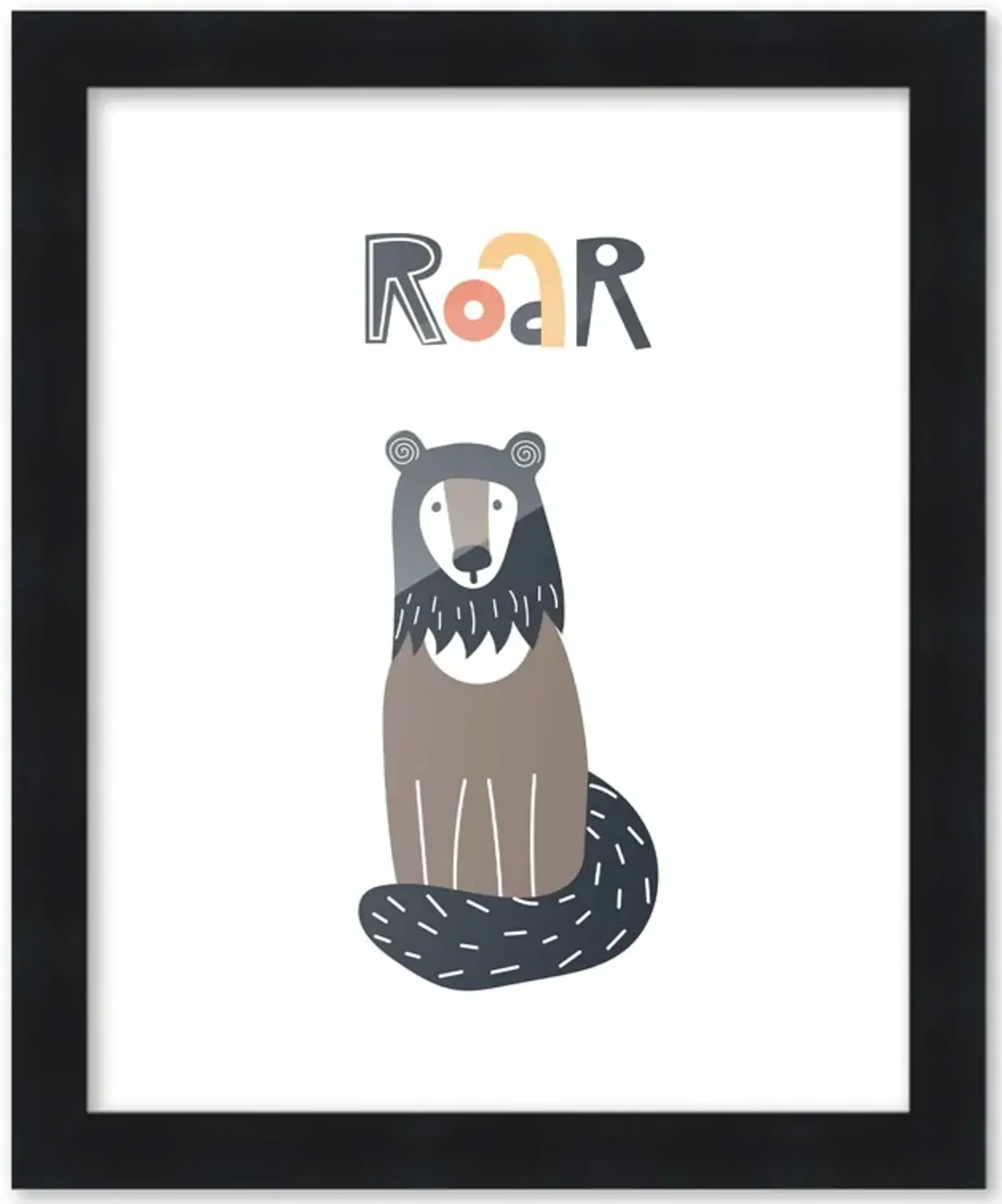 8x10 Framed Nursery Wall Little Explorer Roar Poster in Black Wood Frame For Kid Bedroom or Playroom