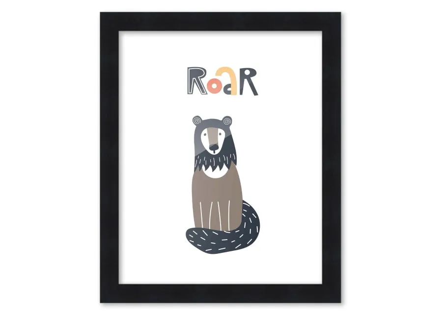 8x10 Framed Nursery Wall Little Explorer Roar Poster in Black Wood Frame For Kid Bedroom or Playroom