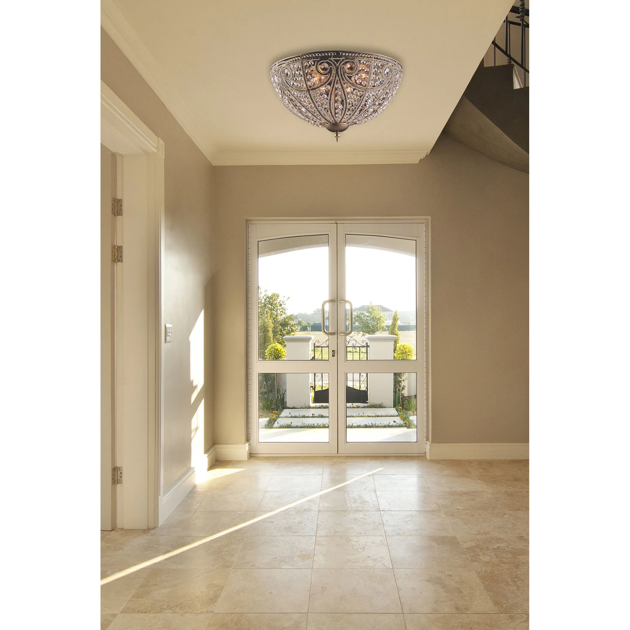 Elizabethan 17'' Wide 6-Light Broze Flush Mount