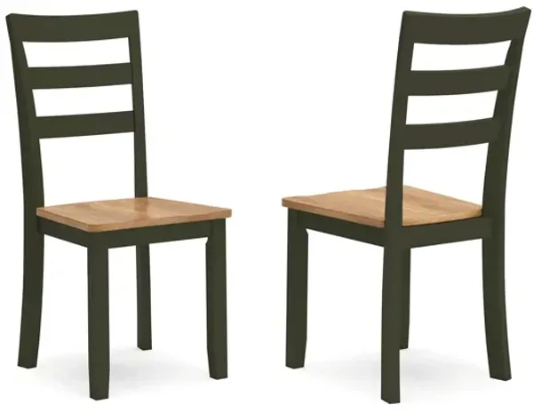 Gasy Dining Side Chair Set of 2, Dark Green Solid Wood, Contoured Seat - Benzara