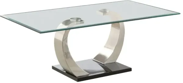 Pruitt Rectangular Glass Top Metal Coffee Table Satin Silver